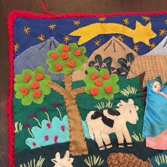 PERUVIAN Peru 3D FOLK ART Nativity  tapestry wall hanging ARPILLERA - Picture 2 of 10